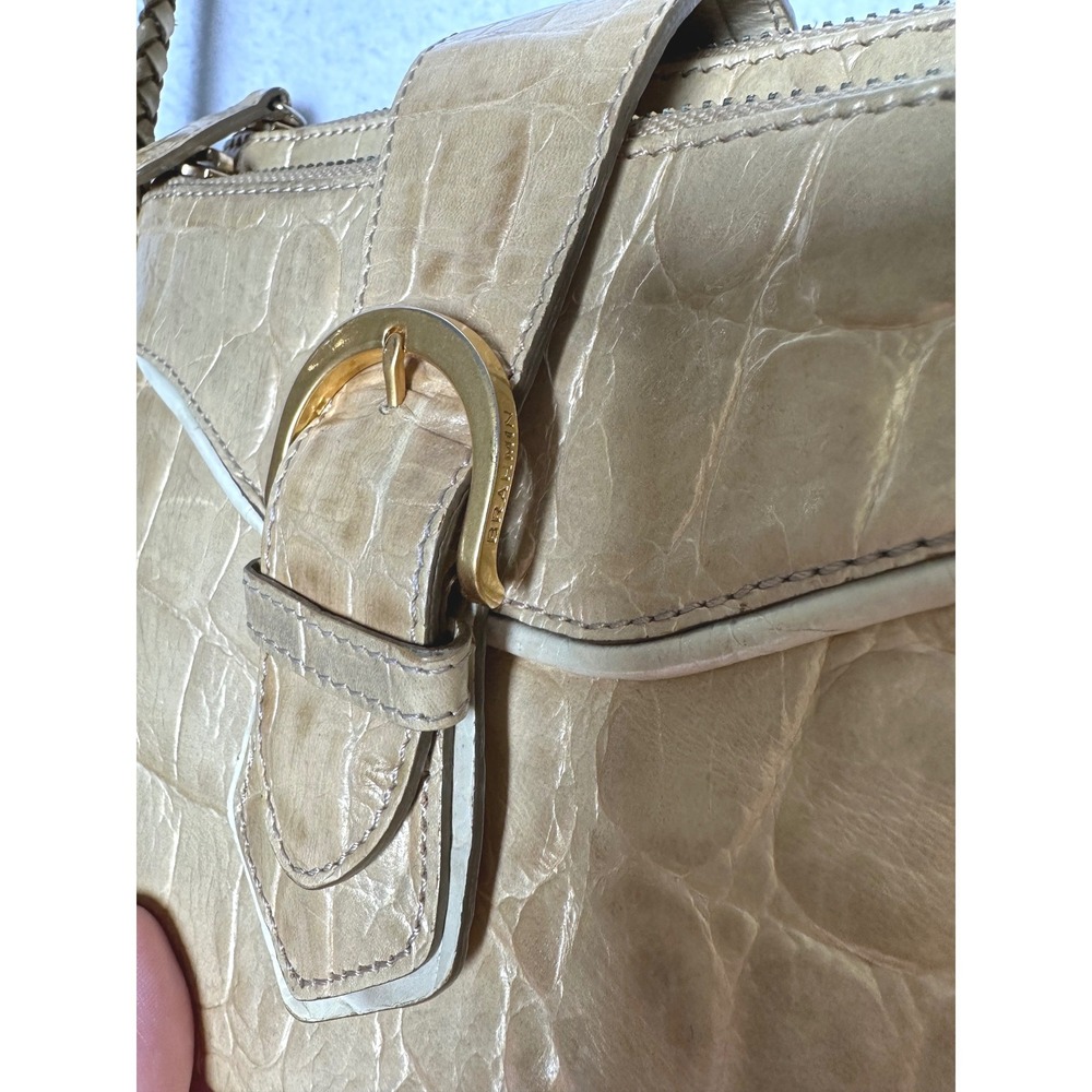Brahmin Gold Croc Embossed Leather Organizer Crossbody Bag Braided Strap - Picture 12 of 16